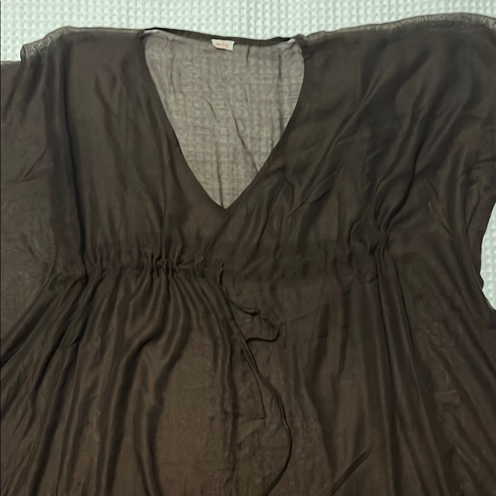 Sheer Brown V-Neck cover-up